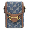 グッチ GUCCI ホースビット 1955 ミニ ショルダー 625615 ブルー×ブラウン レザー デニム ショルダーバッグ ゴールド金具 青 茶 GGデニム