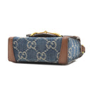 グッチ GUCCI ホースビット 1955 ミニ ショルダー 625615 ブルー×ブラウン レザー デニム ショルダーバッグ ゴールド金具 青 茶 GGデニム