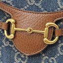 グッチ GUCCI ホースビット 1955 ミニ ショルダー 625615 ブルー×ブラウン レザー デニム ショルダーバッグ ゴールド金具 青 茶 GGデニム