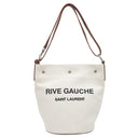 サンローラン SAINT LAURENT リヴ ゴーシュ 669299 アイボリー×ブラウン キャンバス レザー ショルダーバッグ シルバー金具 白 茶 RIVE GAUCHE