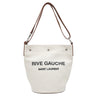 サンローラン SAINT LAURENT リヴ ゴーシュ 669299 アイボリー×ブラウン キャンバス レザー ショルダーバッグ シルバー金具 白 茶 RIVE GAUCHE