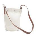 サンローラン SAINT LAURENT リヴ ゴーシュ 669299 アイボリー×ブラウン キャンバス レザー ショルダーバッグ シルバー金具 白 茶 RIVE GAUCHE