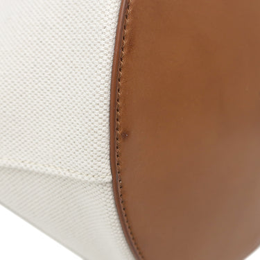 サンローラン SAINT LAURENT リヴ ゴーシュ 669299 アイボリー×ブラウン キャンバス レザー ショルダーバッグ シルバー金具 白 茶 RIVE GAUCHE