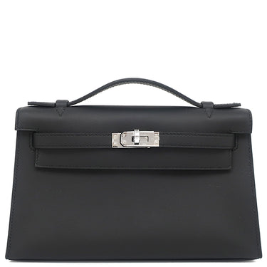 エルメス HERMES ポシェットケリー ブラック スイフト ハンドバッグ シルバー金具 新品 未使用 黒 ミニバッグ