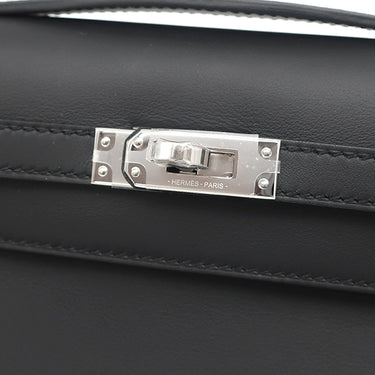 エルメス HERMES ポシェットケリー ブラック スイフト ハンドバッグ シルバー金具 新品 未使用 黒 ミニバッグ