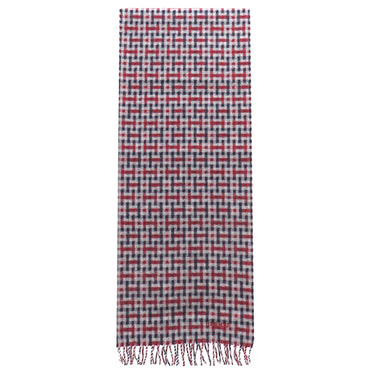 エルメス HERMES Ｈエコセ マリン×ボルドー カシミヤ マフラー 新品 未使用 紺 赤 ロゴ刺繡