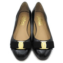 サルヴァトーレ・フェラガモ Salvatore Ferragamo ヴァリナ 1A181 574556 ブラック エナメル #6.5 パンプス ゴールド金具 黒 パテントレザー ヴァラ リボン