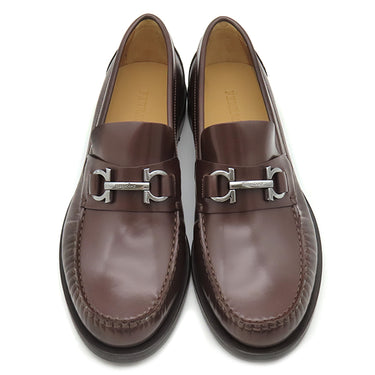 フェラガモ FERRAGAMO FORT ガンチーニ 0762690 ココアブラウン カーフ 8 1/2 ローファー 茶