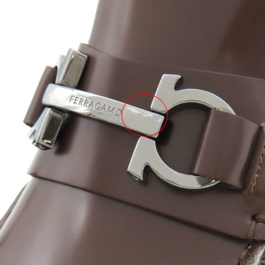 フェラガモ FERRAGAMO FORT ガンチーニ 0762690 ココアブラウン カーフ 8 1/2 ローファー 茶