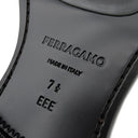 フェラガモ FERRAGAMO FORT ガンチーニ 0762695 ブラック レザー カウハイド 7 1/2 ローファー シルバー金具 黒