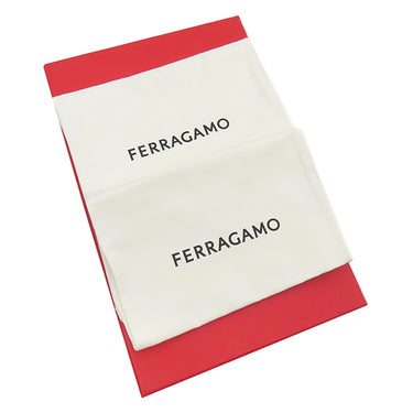 フェラガモ FERRAGAMO FORT ガンチーニ 0762695 ブラック レザー カウハイド 7 1/2 ローファー シルバー金具 黒