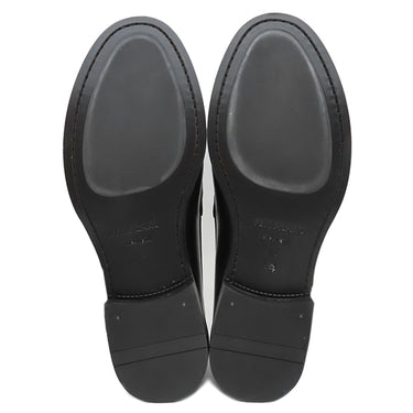 フェラガモ FERRAGAMO FORT ガンチーニ 0762695 ブラック レザー カウハイド 7 1/2 ローファー シルバー金具 黒