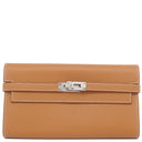 エルメス HERMES ケリーウォレット ロング ゴールド ヴォーエプソン 長財布 シルバー金具 茶