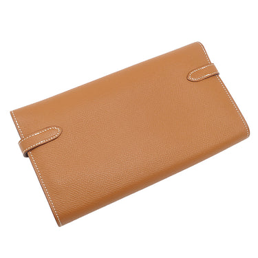 エルメス HERMES ケリーウォレット ロング ゴールド ヴォーエプソン 長財布 シルバー金具 茶