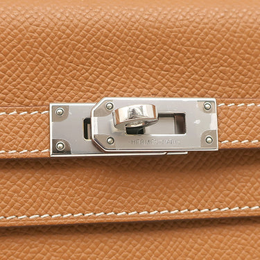 エルメス HERMES ケリーウォレット ロング ゴールド ヴォーエプソン 長財布 シルバー金具 茶
