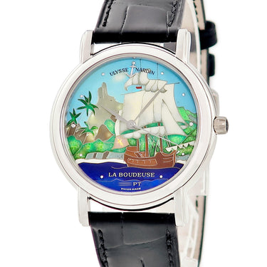 腕時計 ユリスナルダン ULYSSE NARDIN サンマルコ ラ・ブードゥーズ 139-70-9 自動巻き メンズ Pt950 クロワゾネ 5本限定 ラウンド 七宝