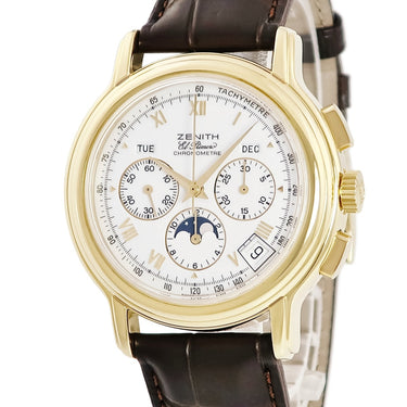 腕時計 ゼニス ZENITH クロノマスター トリプルカレンダー ムーンフェイズ 14/30.0240.410 自動巻き メンズ OH済 K18YG無垢 ローマ