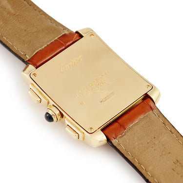 腕時計 カルティエ Cartier タンク フランセーズ XL クロノ リフレックス W5000556 クオーツ メンズ OH済 K18YG 永久カレンダー