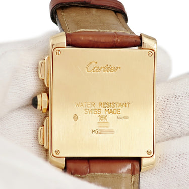 腕時計 カルティエ Cartier タンク フランセーズ XL クロノ リフレックス W5000556 クオーツ メンズ OH済 K18YG 永久カレンダー