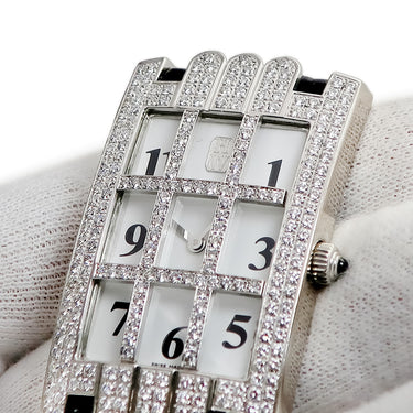 腕時計 ハリーウィンストン Harry Winston アヴェニュー AVEQHM00WW007 クオーツ メンズ K18WG 純正ダイヤ ホワイト スクエア グリッド