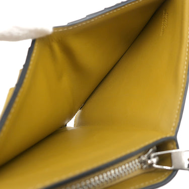 ロエベ LOEWE コンパクト ジップ ウォレット C500Z41X04 タン×オークル レザー 二つ折り財布 シルバー金具 茶 黄色 バイカラー アナグラム