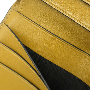 ロエベ LOEWE コンパクト ジップ ウォレット C500Z41X04 タン×オークル レザー 二つ折り財布 シルバー金具 茶 黄色 バイカラー アナグラム