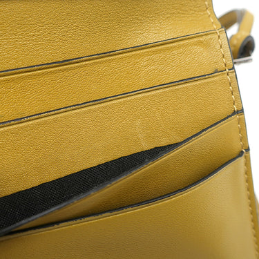 ロエベ LOEWE コンパクト ジップ ウォレット C500Z41X04 タン×オークル レザー 二つ折り財布 シルバー金具 茶 黄色 バイカラー アナグラム