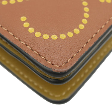 ロエベ LOEWE コンパクト ジップ ウォレット C500Z41X04 タン×オークル レザー 二つ折り財布 シルバー金具 茶 黄色 バイカラー アナグラム