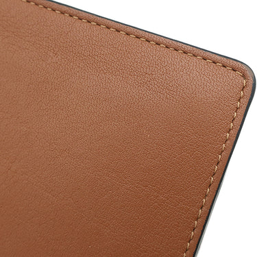 ロエベ LOEWE コンパクト ジップ ウォレット C500Z41X04 タン×オークル レザー 二つ折り財布 シルバー金具 茶 黄色 バイカラー アナグラム