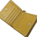 ロエベ LOEWE コンパクト ジップ ウォレット C500Z41X04 タン×オークル レザー 二つ折り財布 シルバー金具 茶 黄色 バイカラー アナグラム
