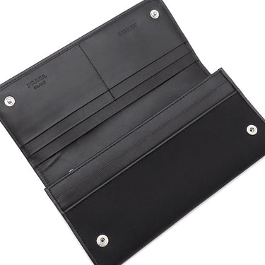 プラダ PRADA イブニング ベア 1M0201 ブラック ナイロン ビジュー 長財布 シルバー金具 ビジュー クマ 黒