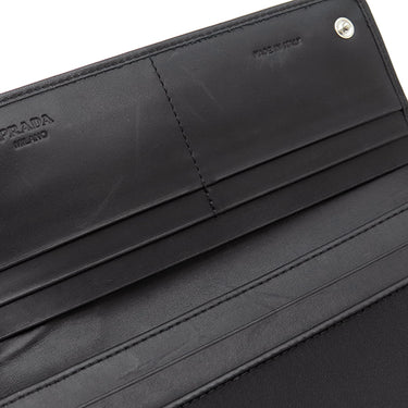プラダ PRADA イブニング ベア 1M0201 ブラック ナイロン ビジュー 長財布 シルバー金具 ビジュー クマ 黒