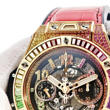 腕時計 ウブロ HUBLOT ビッグバン ウニコ キングゴールド レインボー 411.OX.9910.LR.0999 自動巻き メンズ K18KG無垢 マルチカラー