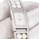 腕時計 ミキモト MIKIMOTO パールウォッチ NNS-8019PF クオーツ レディース SS×パール コンビ シェル 白 スクエア MIKIMOTO