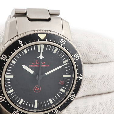 腕時計 ジン SINN クロノグラフ ミッションタイマー 503.EZM-1 自動巻き メンズ ブラック バー 9時位置リューズ 回転ベゼル デイト