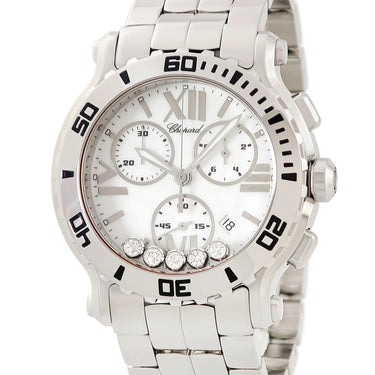 腕時計 ショパール CHOPARD ハッピースポーツ クロノグラフ 288499-3003 クオーツ メンズ レディース 純正ダイヤ ムービング 5P 5粒 ラウンド