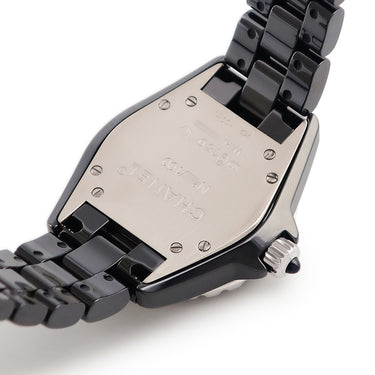 腕時計 シャネル CHANEL J12 38mm H2308 クオーツ メンズ 純正ダイヤ 純正ブルーサファイア 黒 ブラック セラミック デイト 750 K18 WG