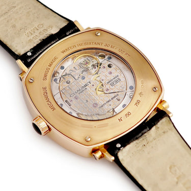 腕時計 ショーメ CHAUMET ダンディ パワーリザーブインジケーター W11884-25B 手巻き メンズ K18PG無垢 ブラック デイト 限定