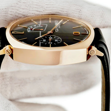 腕時計 ショーメ CHAUMET ダンディ パワーリザーブインジケーター W11884-25B 手巻き メンズ K18PG無垢 ブラック デイト 限定