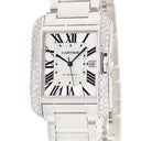 腕時計 カルティエ Cartier タンク アングレーズ XL WT100010 自動巻き メンズ K18WG無垢 純正ダイヤ 青針 ギョウシェ デイト