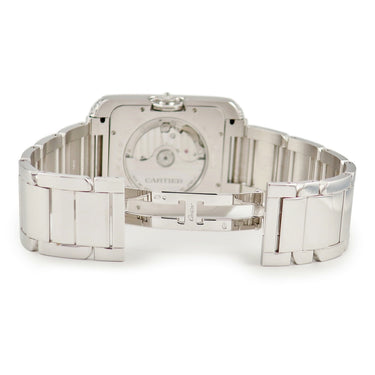 腕時計 カルティエ Cartier タンク アングレーズ XL WT100010 自動巻き メンズ K18WG無垢 純正ダイヤ 青針 ギョウシェ デイト