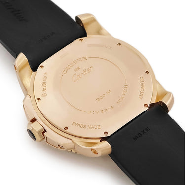 腕時計 カルティエ Cartier カリブル ドゥ カルティエ ダイバー W7100052 自動巻き メンズ K18PG無垢 ブラック 逆回転防止ベゼル