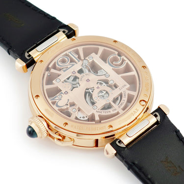 腕時計 カルティエ Cartier パシャ ドゥ カルティエ 41mm トゥールビヨン スケルトン WHPA0006 手巻き メンズ K18PG無垢 青針