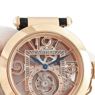 腕時計 カルティエ Cartier パシャ ドゥ カルティエ 41mm トゥールビヨン スケルトン WHPA0006 手巻き メンズ K18PG無垢 青針