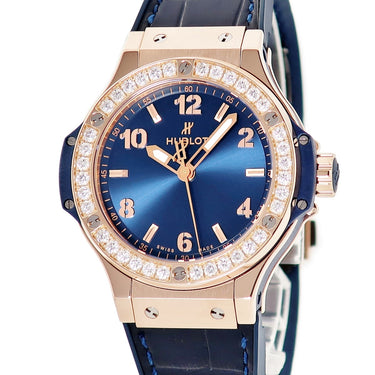 腕時計 ウブロ HUBLOT ビッグバン ゴールド ブルー ダイヤモンド 361.PX.7180.LR.1204 クオーツ メンズ レディース K18RG無垢