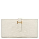 エルメス HERMES ベアンスフレ ベトン アリゲーター 長財布 ゴールド金具 オフホワイト 二つ折り財布 マット