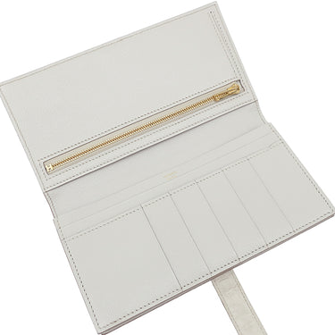 エルメス HERMES ベアンスフレ ベトン アリゲーター 長財布 ゴールド金具 オフホワイト 二つ折り財布 マット