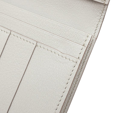 エルメス HERMES ベアンスフレ ベトン アリゲーター 長財布 ゴールド金具 オフホワイト 二つ折り財布 マット