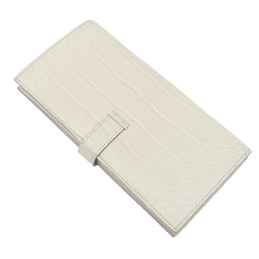 エルメス HERMES ベアンスフレ ベトン アリゲーター 長財布 ゴールド金具 オフホワイト 二つ折り財布 マット