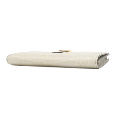 エルメス HERMES ベアンスフレ ベトン アリゲーター 長財布 ゴールド金具 オフホワイト 二つ折り財布 マット